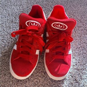 adidas Kids Red Sneakers with White Stripes